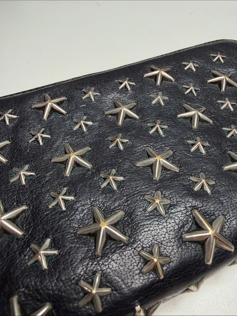 Jimmy Choo Black Leather Star-Studded Zip Wallet - Picture 2 of 9